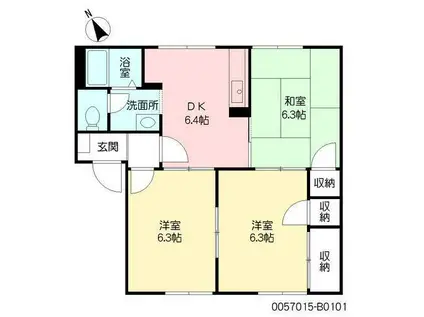 フレグランス石原B(3DK/1階)の間取り写真