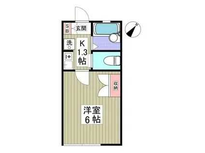 ウエストウッド(1K/1階)の間取り写真