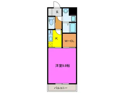 ローテローザII(1K/3階)の間取り写真