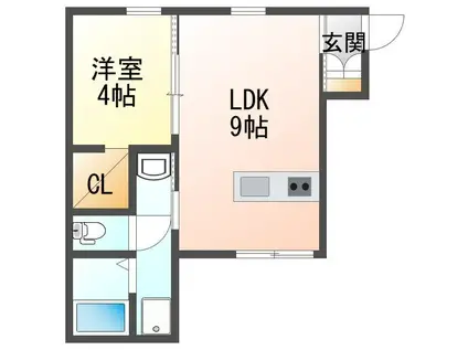 アーバンブランチ鳥屋野(1LDK/2階)の間取り写真