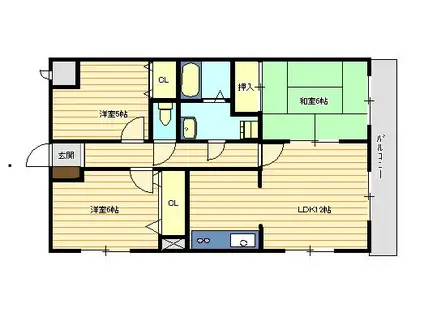 ハイツニシキ(3LDK/4階)の間取り写真