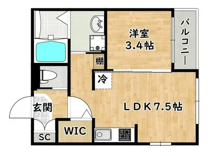 メルヴェーユメゾン(1DK/1階)の間取り写真