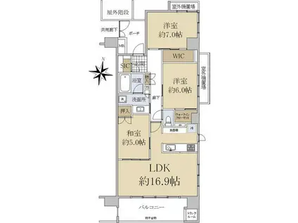 エクセレントシティ上杉二丁目(3LDK/6階)の間取り写真