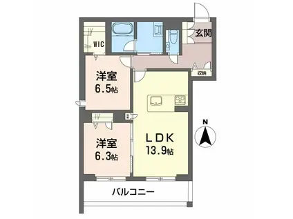 カルム・ラ・ポーズ(2LDK/2階)の間取り写真