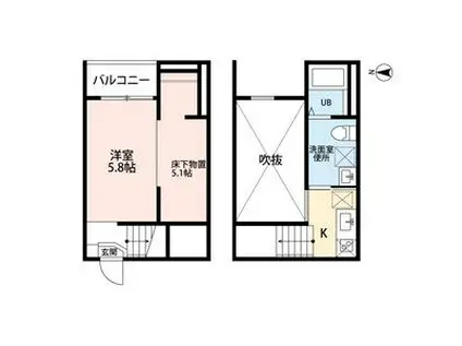 プレミア中島(ワンルーム/2階)の間取り写真