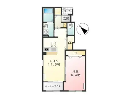 オータム リーブス II(1LDK/1階)の間取り写真