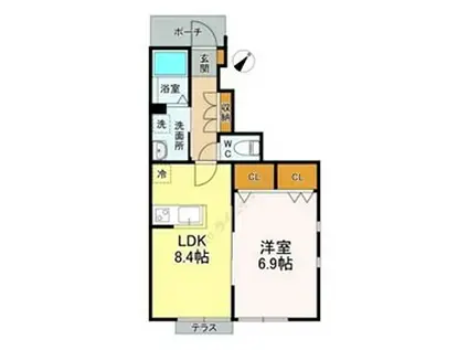 ぺスカコートT(1LDK/1階)の間取り写真