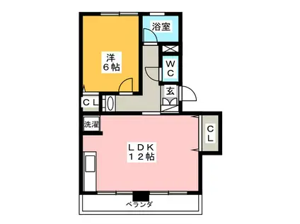 千草台団地2号棟(1LDK/2階)の間取り写真