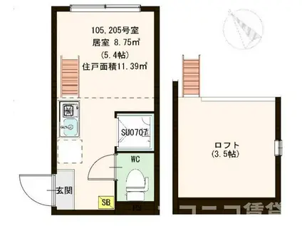 ブライト東長崎(ワンルーム/2階)の間取り写真