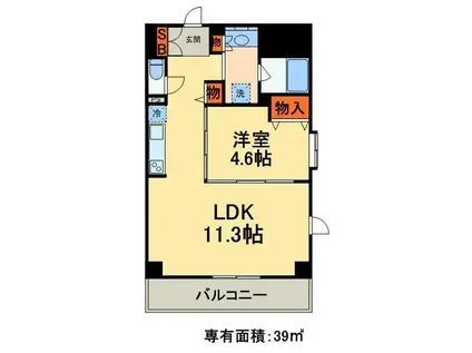コンフォリア町屋(1LDK/4階)の間取り写真