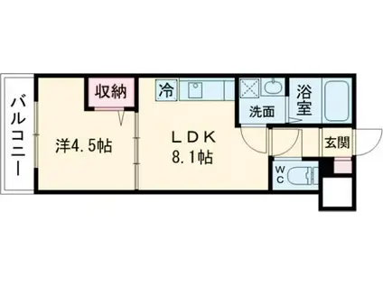 アーバンコート加古川(1LDK/2階)の間取り写真