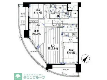 ダイアパレス川越霞ヶ関(3LDK/10階)の間取り写真