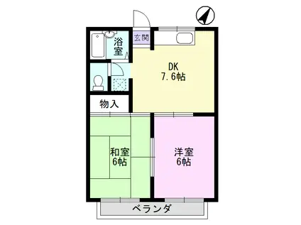 ナツキハイツ8.7 B棟(2DK/2階)の間取り写真