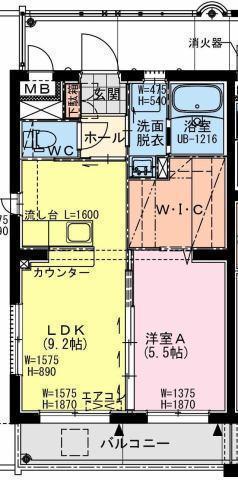 ソレアード権現(1LDK/5階)の間取り写真