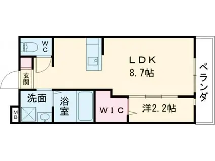 リアコート枚方御殿山サウス(1LDK/2階)の間取り写真
