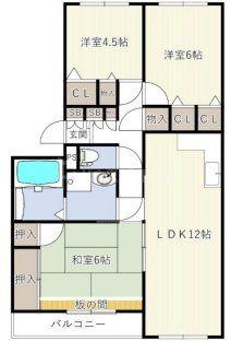 INOVE松戸六高台(3LDK/3階)の間取り写真