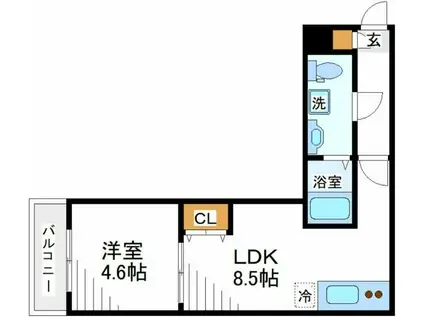 CEREBRARE FUNABASHI(1LDK/3階)の間取り写真