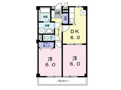 リヴィエールA(2DK/2階)の間取り写真