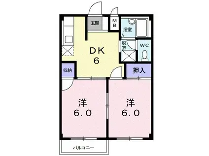 エルディム竹村(2DK/2階)の間取り写真
