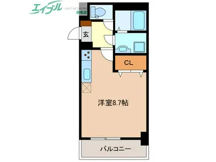 セレッソ川越(ワンルーム/3階)の間取り写真