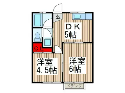 ウィリーレジデンス(2DK/2階)の間取り写真