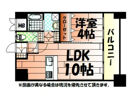 LEON下到津(1LDK/8階)の間取り写真