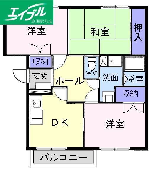 ニューエルディムゆうD(3DK/1階)の間取り写真
