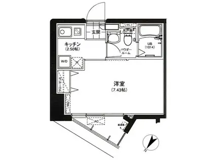 サウンドおしあげ(1K/2階)の間取り写真