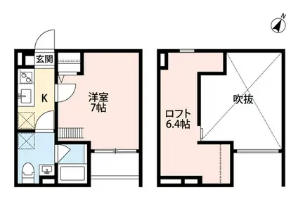 PRIMO(1K/2階)の間取り写真