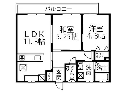 メゾンエミリ一ツ橋(2LDK/1階)の間取り写真