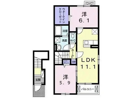 レジデンス加美II(2LDK/2階)の間取り写真