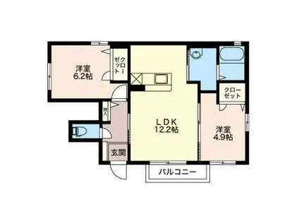 リバービュー豊昂(2LDK/1階)の間取り写真