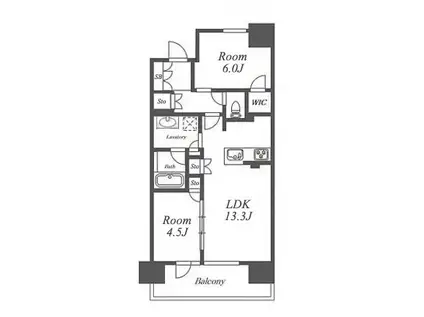 プラウド高岳カームコート(2LDK/7階)の間取り写真