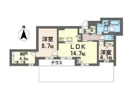 シャーメゾン東小金井(2LDK/1階)の間取り写真