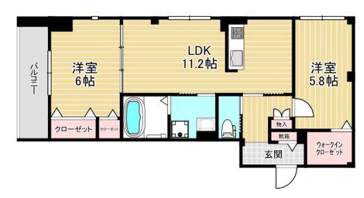 ストック羽沢(2LDK/2階)の間取り写真