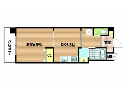 ウエストアベニュー(1DK/2階)の間取り写真