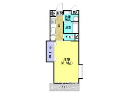 JR指宿枕崎線 坂之上駅 徒歩17分 2階建 築21年(1K/2階)の間取り写真