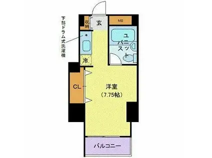 メゾン・ド・ヴィレ麻布台(ワンルーム/4階)の間取り写真