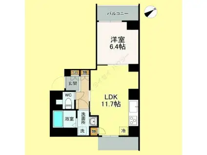 LASA戸越I(1LDK/1階)の間取り写真