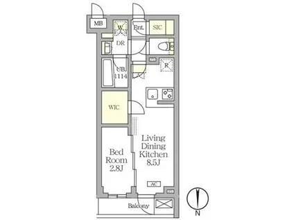 アジールコート都立大学(1LDK/3階)の間取り写真