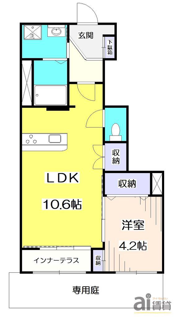 ルーラル パインズ(1LDK/1階)の間取り写真