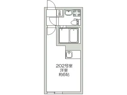 ハローハイツ新堀(1K/2階)の間取り写真