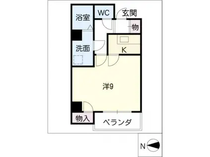 近鉄名古屋線 近鉄四日市駅 徒歩7分 7階建 築27年(1K/4階)の間取り写真