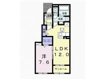 ル・メイユール東新(1LDK/1階)の間取り写真