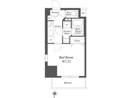 ラヴァンド大島(1K/4階)の間取り写真