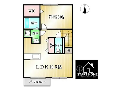 メゾン・コモド B(1LDK/2階)の間取り写真