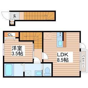 ファインヒルズII(1LDK/2階)の間取り写真