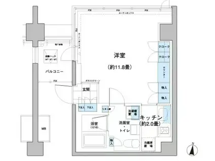 ガーデニエール砧レジデンス(1K/7階)の間取り写真