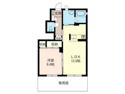 フィオーレ川越(1LDK/1階)の間取り写真