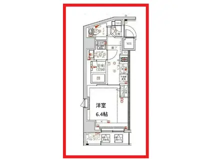 アルテシモテーレ(1K/2階)の間取り写真
